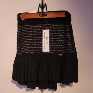 BNWT Lacoste + Malandrino black crochet pleated skirt